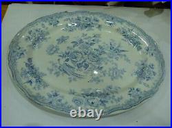 Blue & White Asiatic Pheasant platter B. H & Co, small chip at least 168 year old