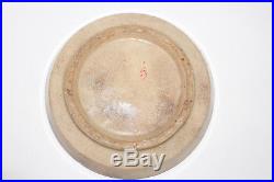 Blue & White Chinese Clay Or Porcelain Plate With Marks Cracked Glaze