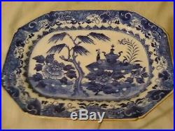 Blue & White Chinese Export Pottery Old Antique Vintage Hand Painted Plate 19th