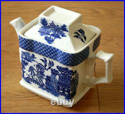 Blue Willow Square Teapot with Tiny c Mark