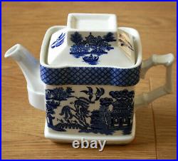 Blue Willow Square Teapot with Tiny c Mark