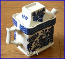 Blue Willow Square Teapot with Tiny c Mark