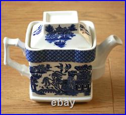 Blue Willow Square Teapot with Tiny c Mark