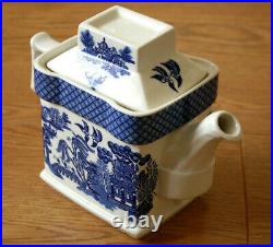 Blue Willow Square Teapot with Tiny c Mark