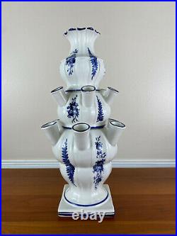 Blue and White Floral Tulipiere Tulip Vase Made in Italy