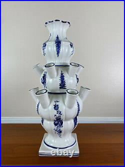 Blue and White Floral Tulipiere Tulip Vase Made in Italy