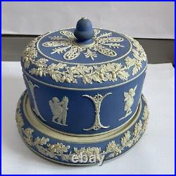 Blue and White Jasperware Wedgwood Cheese/Cake Dome with plate