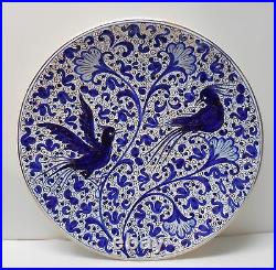 Blue and White Large Plate Platter Birds and Designs 24K Gold Accents Italy