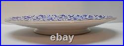 Blue and White Large Plate Platter Birds and Designs 24K Gold Accents Italy
