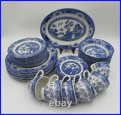 Blue and White Old Willow, English Ironstone Tableware, part dinner set, 41piece