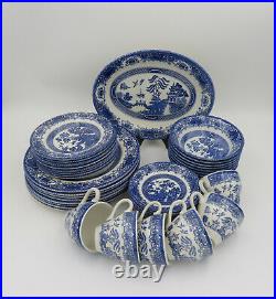 Blue and White Old Willow, English Ironstone Tableware, part dinner set, 41piece