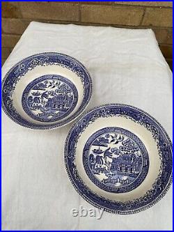 Blue and white willow pattern china