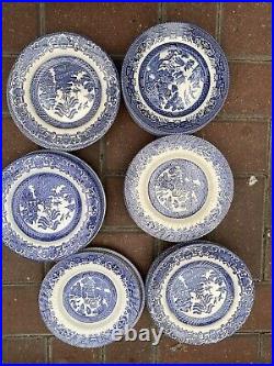 Blue and white willow pattern china