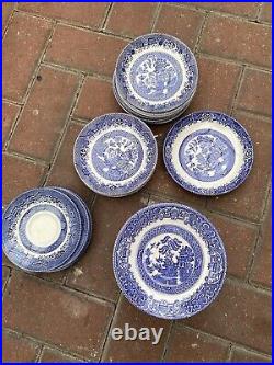 Blue and white willow pattern china