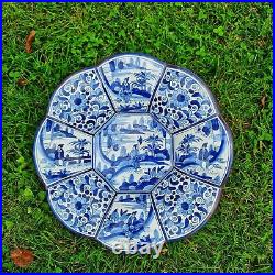 Boch Freres Keramis Charger Plate Antique Delft Blue & White Pottery Decorative