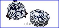 Bombay Windsor Salad Plates Set of 9 Blue & White Geometric Abstract design
