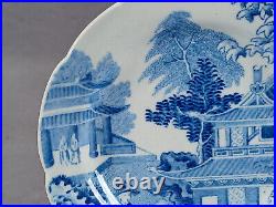 British Asian Figures & Pagodas Blue Transferware Cup Plate Circa 1800-1820