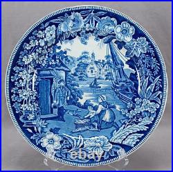 British Fisherman's Hut #1 Dark Blue Transferware 10 1/8 Inch Plate C. 1820s
