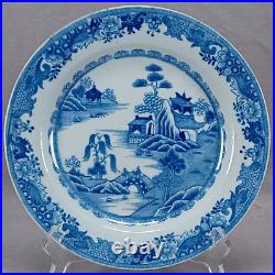 British Turner Willow Pattern Blue Transferware 9 3/8 Inch Plate Circa 1810