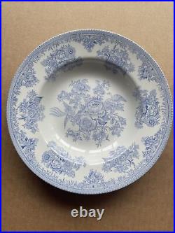 Burleigh Asiatic Pheasants Blue Soup Plates Set Of 6 8 7/8