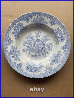 Burleigh Asiatic Pheasants Blue Soup Plates Set Of 6 8 7/8