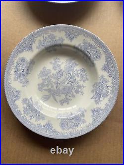 Burleigh Asiatic Pheasants Blue Soup Plates Set Of 6 8 7/8