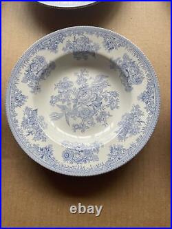 Burleigh Asiatic Pheasants Blue Soup Plates Set Of 6 8 7/8