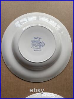 Burleigh Asiatic Pheasants Blue Soup Plates Set Of 6 8 7/8