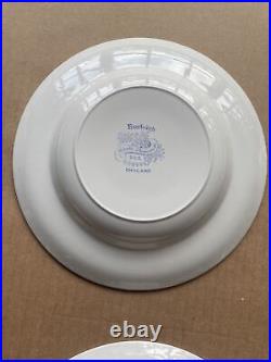Burleigh Asiatic Pheasants Blue Soup Plates Set Of 6 8 7/8