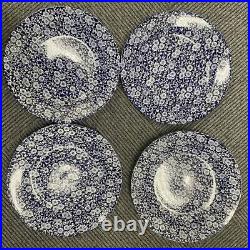Burleigh Blue Calico Plates 26.5cm Set Of 4 No Box Unused