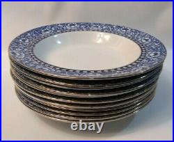 Burlington Wood & Sons England Set of 10 Soup/Salad plates Blue & White Pattern