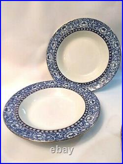 Burlington Wood & Sons England Set of 10 Soup/Salad plates Blue & White Pattern