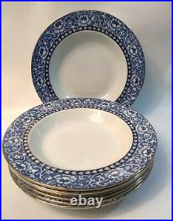 Burlington Wood & Sons England Set of 10 Soup/Salad plates Blue & White Pattern