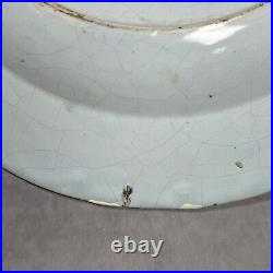 C1750 English Delftware'Peony & Fence' Pattern Tin-Glazed 30.5cm Plate