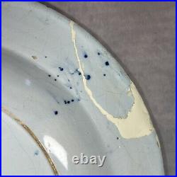 C1750 English Delftware'Peony & Fence' Pattern Tin-Glazed 30.5cm Plate