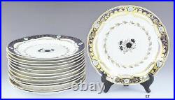 C1800-1825 Lovely set 13 Spode Cobalt Blue White & Gilt Dinner Plates