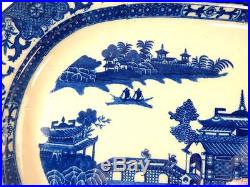 C1800 Antique Chinoiserie English Blue & White Pearlware Charger Plate Platter