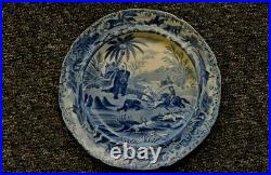 C1820 Spode Blue & White'Death of the Bear' Plate Sporting Series Excellent