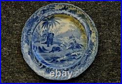 C1820 Spode Blue & White'Death of the Bear' Plate Sporting Series Excellent