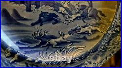 C1820 Spode Blue & White'Death of the Bear' Plate Sporting Series Excellent