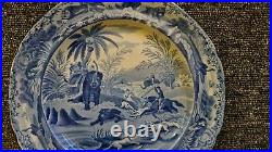 C1820 Spode Blue & White'Death of the Bear' Plate Sporting Series Excellent