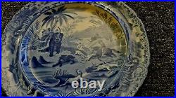 C1820 Spode Blue & White'Death of the Bear' Plate Sporting Series Excellent