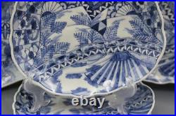 C1900 Japanese Blue & White Porcelain Set of 5 Portrait Plates Geisha & Samurai