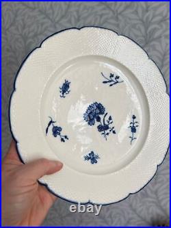 CHANTILLY PORCELAIN Blue White Plate Carnation Basketweave France C18 c1750