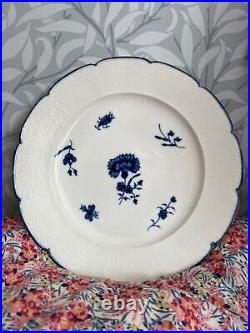 CHANTILLY PORCELAIN Blue White Plate Carnation Basketweave France C18 c1750