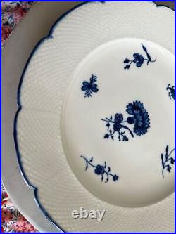 CHANTILLY PORCELAIN Blue White Plate Carnation Basketweave France C18 c1750