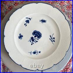 CHANTILLY PORCELAIN Blue White Plate Carnation Basketweave France C18 c1750