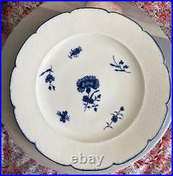 CHANTILLY PORCELAIN Blue White Plate Carnation Basketweave France C18 c1750