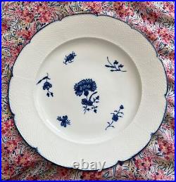 CHANTILLY PORCELAIN Blue White Plate Carnation Basketweave France C18 c1750