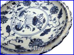 CHINESE Underglaze Blue & WHITE Ming SHALLOW Dish MARKED